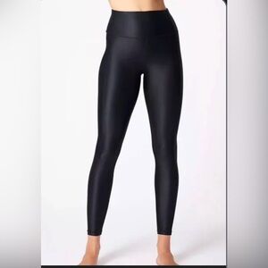 Sweaty Betty Frey Wet look Luxe leggings with mesh Black Leggings NWT